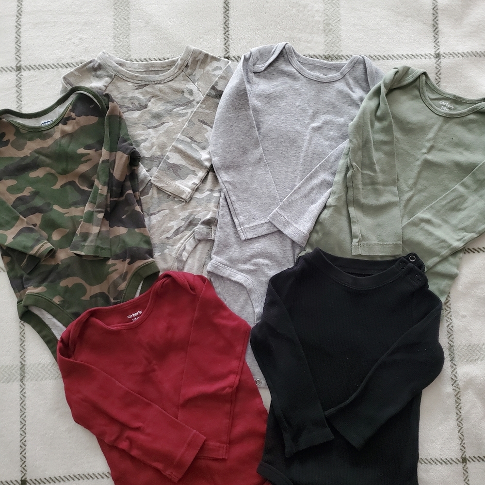 Set Of 6 - Boys Onesies Bodysuits Long Sleeve 18-24 Months